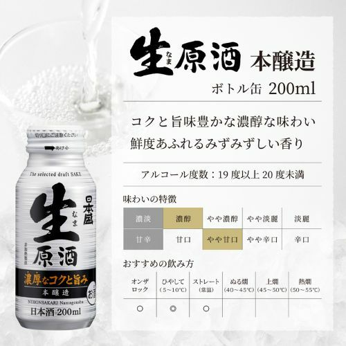 生原酒本醸造200mlボトル缶